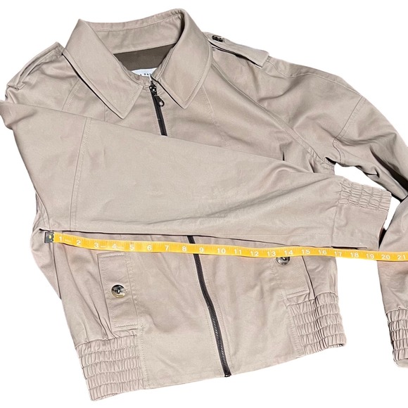 Zara Basic Cropped Bomber Jacket Womens Size Large Classic Lined Elastic Waist - Picture 10 of 11